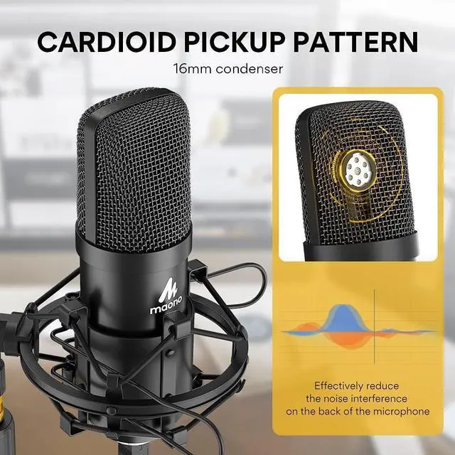 Alt view image 10 of 14 - USB Microphone Kit 192KHZ/24BIT AU-A04T PC Condenser Podcast Streaming Cardioid Mic Plug & Play for Computer, YouTube, Gaming Recording