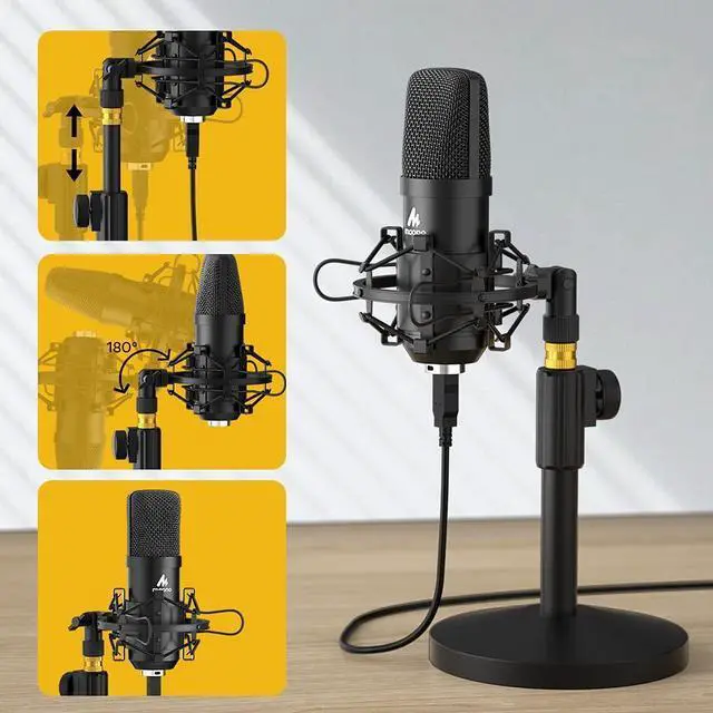 Alt view image 14 of 14 - USB Microphone Kit 192KHZ/24BIT AU-A04T PC Condenser Podcast Streaming Cardioid Mic Plug & Play for Computer, YouTube, Gaming Recording