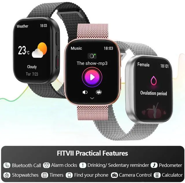 Alt view image 13 of 14 - Health & Fitness Tracker (Answer/Make Calls), Smart Watch with 24/7 Heart Rate and Blood Pressure, Sleep Tracking, Blood Oxygen Monitor, 120+ Sport Modes Activity Tracker for Women Men