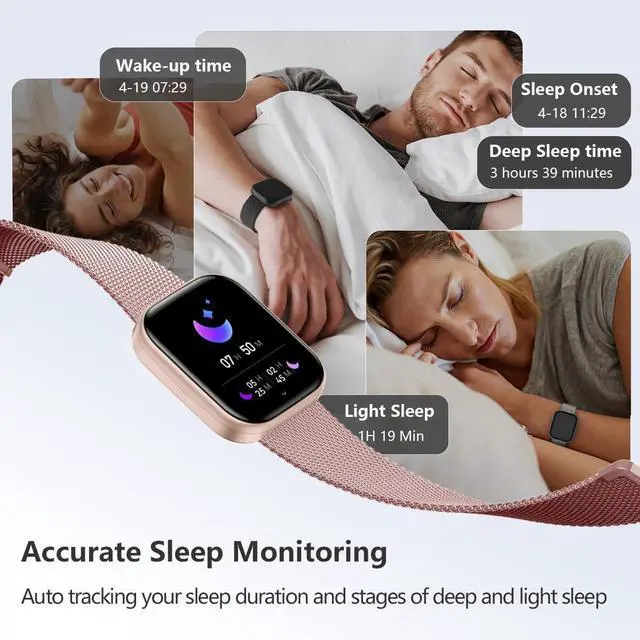 Alt view image 11 of 14 - Health & Fitness Tracker (Answer/Make Calls), Smart Watch with 24/7 Heart Rate and Blood Pressure, Sleep Tracking, Blood Oxygen Monitor, 120+ Sport Modes Activity Tracker for Women Men