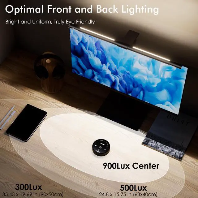 Alt view image 10 of 14 - Computer Monitor Light Bar with Remote, Eye-Care Monitor Light Backlight Desk Lamp for Home Office Gaming, Stepless Dimming Brightness and Color Temperature, No Screen Glare, Gray