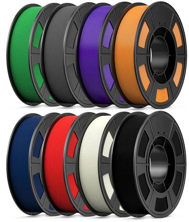 Alt view image 8 of 14 - 8 Color Bundle Elite PLA+ 3D Printer Filament, Multicolor PLA+ 1.75mm, Individually Vacuum Packed, 0.25kg Spool, 8 Pack (Black+Cream White+Grey+Orange Yellow+Red+Dark Blue+Green+Iris Purple)