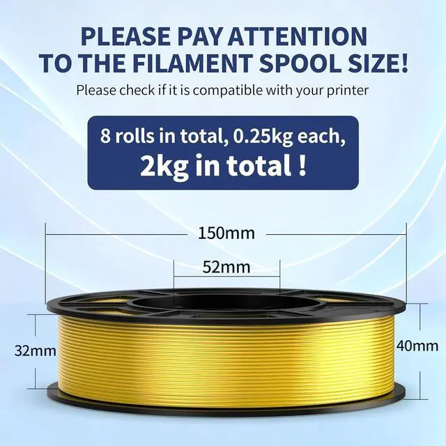 Alt view image 13 of 14 - 8 Color Bundle Elite PLA+ 3D Printer Filament, Multicolor PLA+ 1.75mm, Individually Vacuum Packed, 0.25kg Spool, 8 Pack (Black+Cream White+Grey+Orange Yellow+Red+Dark Blue+Green+Iris Purple)