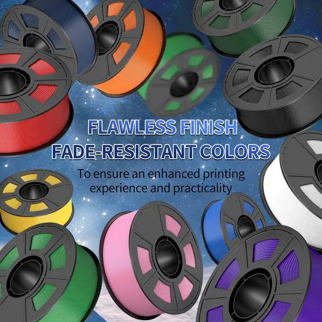 Alt view image 14 of 14 - 8 Color Bundle Elite PLA+ 3D Printer Filament, Multicolor PLA+ 1.75mm, Individually Vacuum Packed, 0.25kg Spool, 8 Pack (Black+Cream White+Grey+Orange Yellow+Red+Dark Blue+Green+Iris Purple)