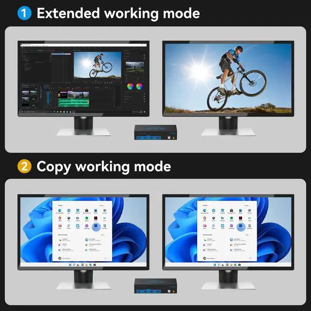 Alt view image 10 of 14 - HDMI KVM Switch 2 Monitors 2 Computers 4K@60Hz USB 3.0 Dual Monitor KVM Switch 2 Ports for 2 PC Share 2 Screens and 4 USB Devices for Keybord Mouse Printer with Desktop Controller