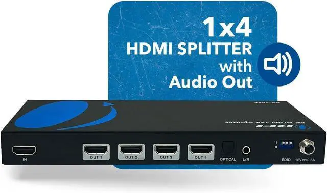 Alt view image 9 of 14 - 8K HDMI Splitter 1 in 4 Out, 1 x 4 Duplicate/Mirro Screen with Audio Extractor UltraHD Supports Upto 4K @ 120Hz IR EDID HDCP 2.3 for PS5, Xbox, NVIDIA (BK-104A)