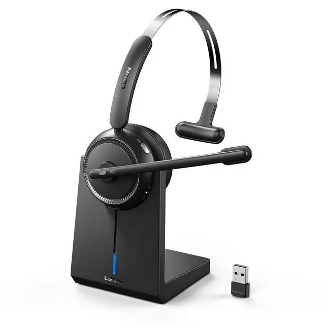 Alt view image 8 of 14 - Wireless Headset 5.2, Wireless Headset with Mic for Work with(Noise Cancelling),Bluetooth Headphones for Work from Home/Office/PC/Computer/Center(Pink)