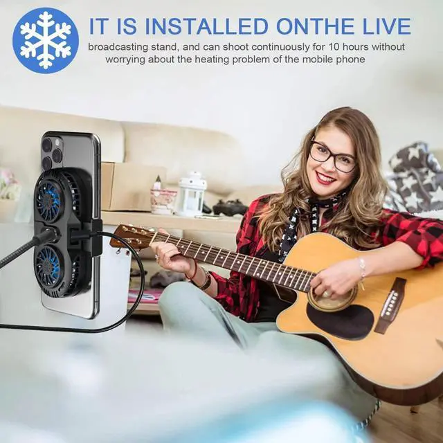 Alt view image 11 of 14 - Phone Cooler, Cellphone Radiator with Dual Semi-Conductor Cooling Chip, Mobile Phones with a Width of 6 to 8 cm for Tiktok Live Streaming, Outdoor Vlog, Mobile Gaming.