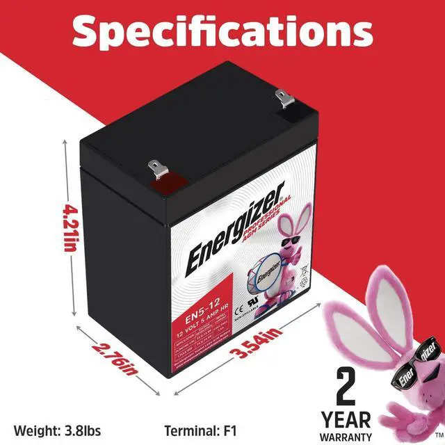 Alt view image 9 of 14 - EN5-12, 12 Volt 5 Amp Hr, Long Lasting Sealed Lead Acid AGM Rechargeable Battery Ideal for Use in Garage Door, Alarm Panels, Kids Ride On, Backup Power, and More
