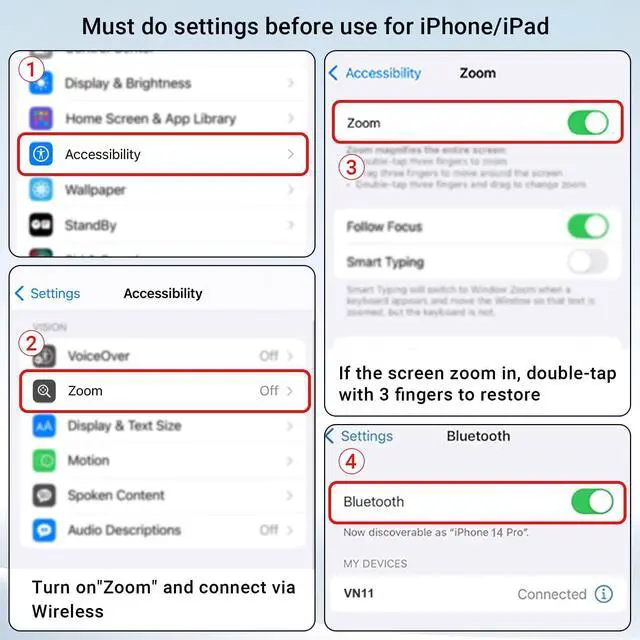 Alt view image 11 of 14 - Wireless Camera Remote Control with Zoom for iPhone & Android, Bluetooth Camera Remote Shutter with Front/Rear Camera Switch for Photo & Video, Smartphone Bluetooth Clicker for TikTok.