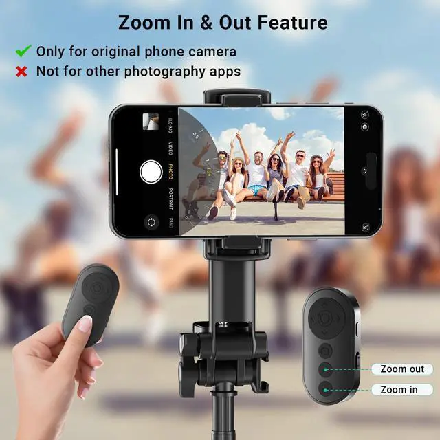 Alt view image 10 of 14 - Wireless Camera Remote Control with Zoom for iPhone & Android, Bluetooth Camera Remote Shutter with Front/Rear Camera Switch for Photo & Video, Smartphone Bluetooth Clicker for TikTok.