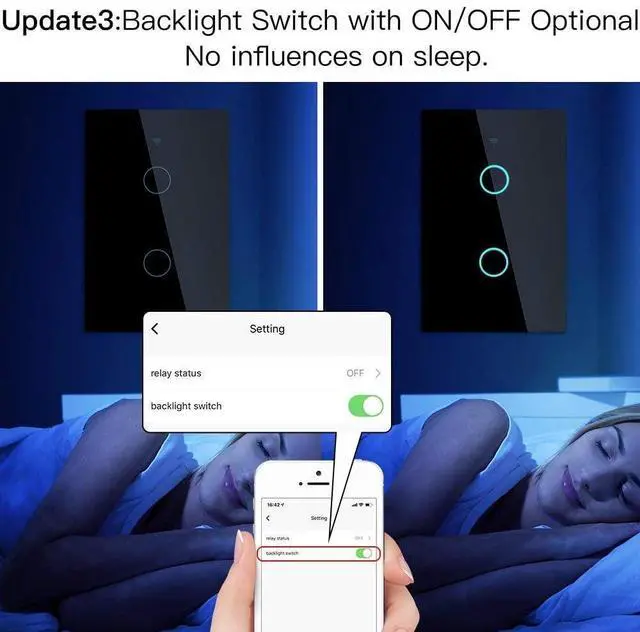 Alt view image 13 of 14 - WiFi Smart Wall Light Switch,Glass Panel, Multi-Control(3 Way), 2.4GHz Wi-Fi Touch Switches, Neutral Wire Required, Remote Control Smart Life/Tuya App, Work with Alexa, Google Home Black 2 Gang