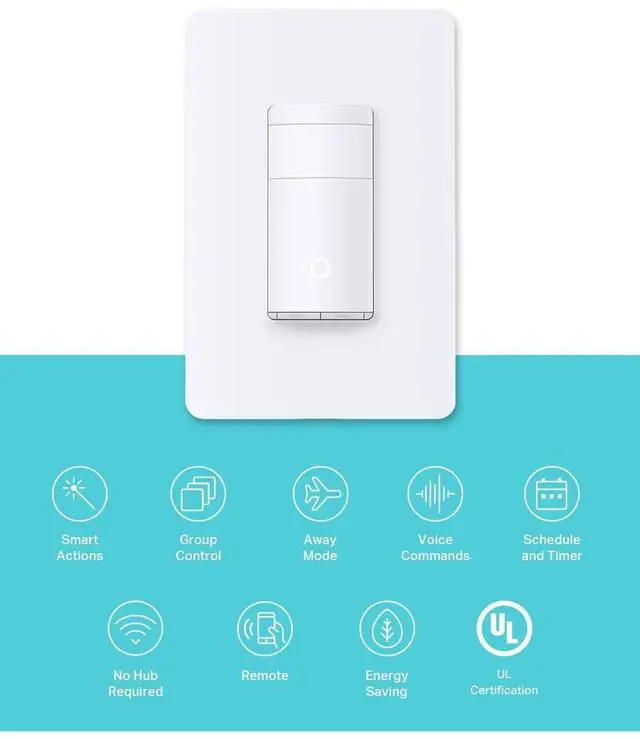 Alt view image 8 of 12 - WiFi Motion Sensor Switch, Single Pole, Needs Neutral Wire, 2.4GHz Wi-Fi Light Switch, Compatible with Alexa & Google Home, UL Certified, No Hub Required(KS200M),White,1-Pack