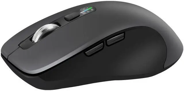 Alt view image 9 of 14 - Wireless Bluetooth Mouse (USB + BT1 + BT2), Full Size Mouse, 4-Way Scrolling, Multi-Device Silent for Computer, Laptop, iPad, MacBook (Grey)
