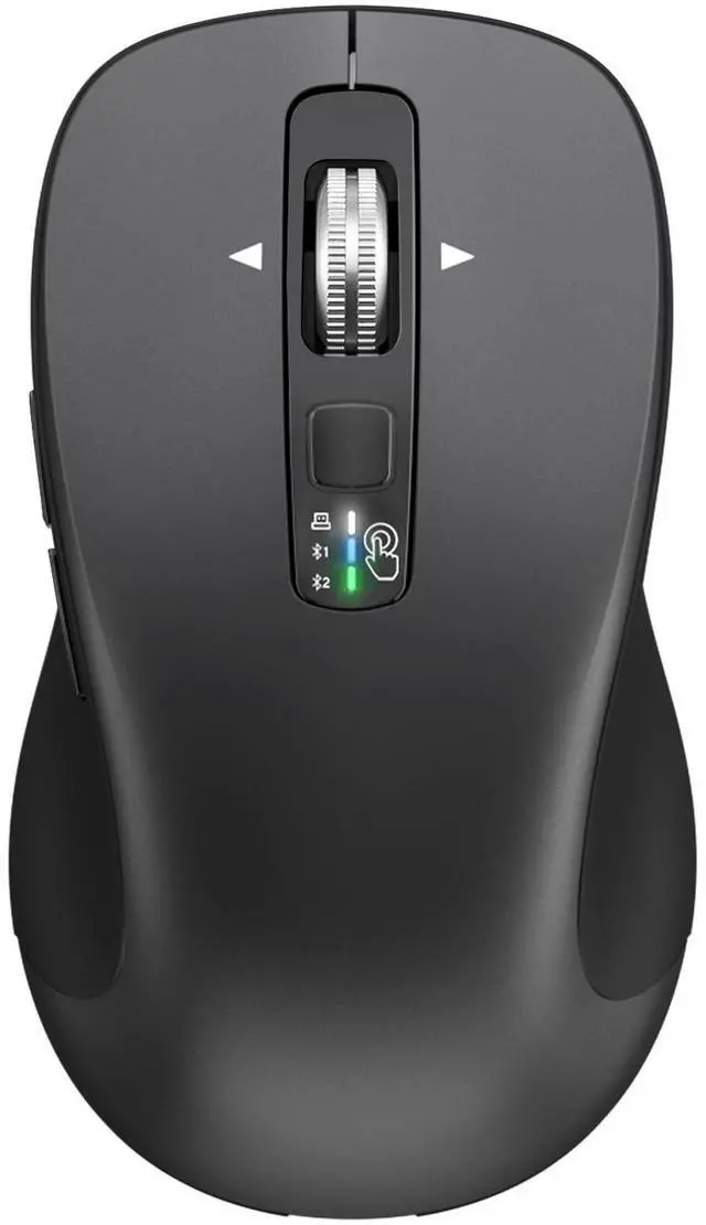 Alt view image 8 of 14 - Wireless Bluetooth Mouse (USB + BT1 + BT2), Full Size Mouse, 4-Way Scrolling, Multi-Device Silent for Computer, Laptop, iPad, MacBook (Grey)