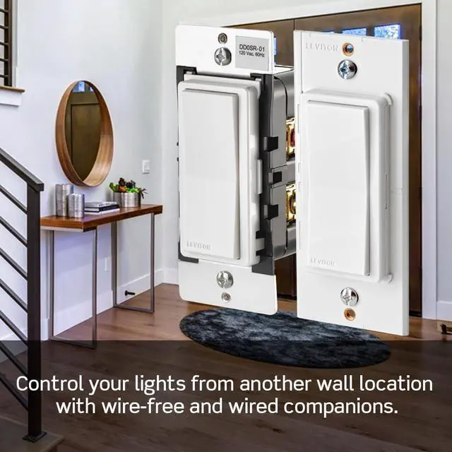 Alt view image 13 of 14 - Decora Smart Switch, Wi-Fi 2nd Gen, Neutral Wire Required, Works with Matter, My Leviton, Alexa, Google Assistant, Apple Home/Siri & Wired or Wire-Free 3-Way, D215S-1RW, White