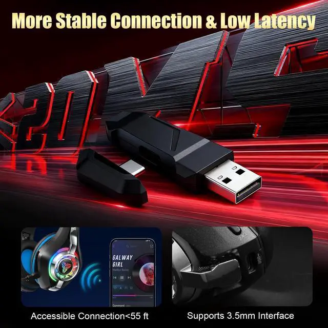 Alt view image 11 of 14 - 2.4GHz Wireless Gaming Headsets for PS5/PS4/PC/Switch/Xbox, RGB Noise Cancelling Over-Ear Headphones with 7.1 Surround Sound, 40mm Drivers, 276g Ultraligero, Memory Foam, 45H Gaming Headphones Black