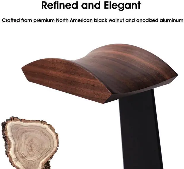 Alt view image 9 of 14 - Walnut Headphone Stand, Wood Headset Stand for Desk, Wooden Universal Headphone Holder with Storage Base for Gaming, AirPods Max, Bose,Razer, Sennheiser (Black)