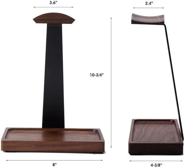 Alt view image 11 of 14 - Walnut Headphone Stand, Wood Headset Stand for Desk, Wooden Universal Headphone Holder with Storage Base for Gaming, AirPods Max, Bose,Razer, Sennheiser (Black)