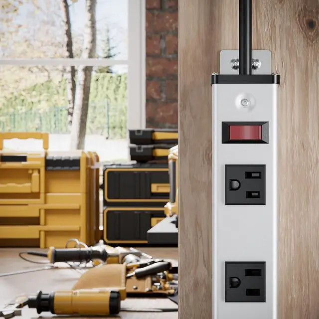 Alt view image 9 of 10 - 12 Outlets Metal Power Strip,Mountable Heavy Duty Power Strip with 6FT Long Extension Cord with Circuit Breaker,15A 125V 1875W, ETL Listed