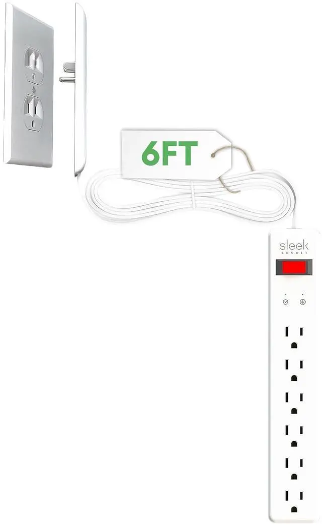 Alt view image 7 of 12 - Original & Patented Ultra-Thin Outlet Concealer with Cord Concealer Kit, Flat Extension Cord with Multi Outlets Surge Protector Power Strip, Ideal for Home Office and Home Theater