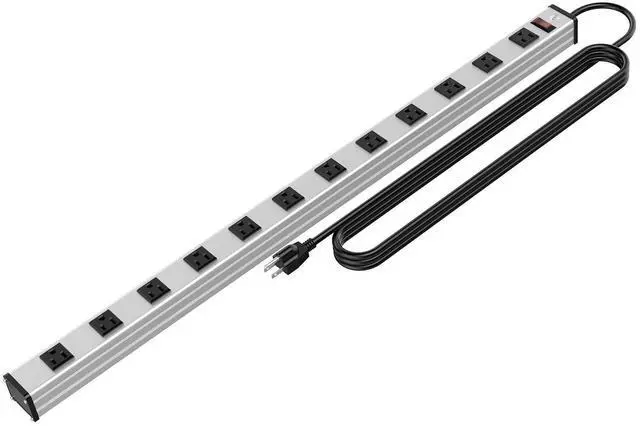 Alt view image 6 of 10 - 12 Outlets Metal Power Strip,Mountable Heavy Duty Power Strip with 6FT Long Extension Cord with Circuit Breaker,15A 125V 1875W, ETL Listed