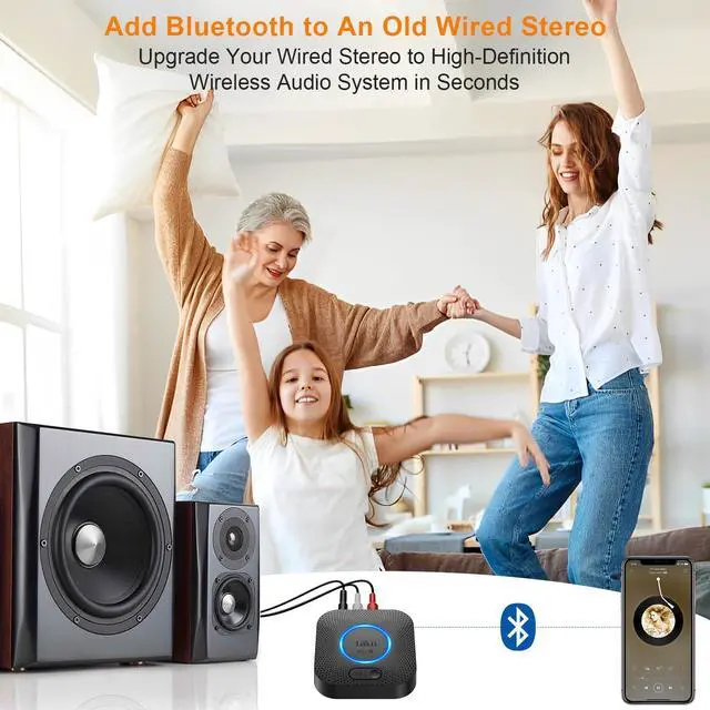 Alt view image 9 of 14 - B06+ Bluetooth Receiver, Hi-Fi Wireless Audio Adapter, Bluetooth 5.3 Receiver with 3D Surround aptX HD aptX Low Latency for Home Music Streaming Stereo System