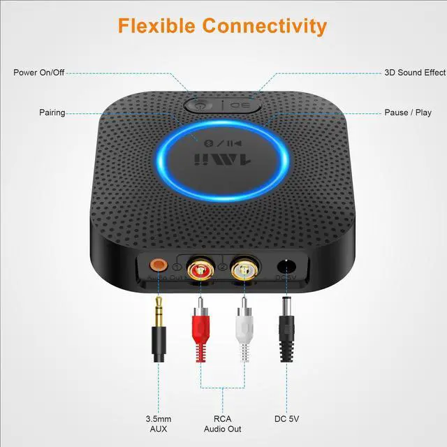 Alt view image 11 of 14 - B06+ Bluetooth Receiver, Hi-Fi Wireless Audio Adapter, Bluetooth 5.3 Receiver with 3D Surround aptX HD aptX Low Latency for Home Music Streaming Stereo System