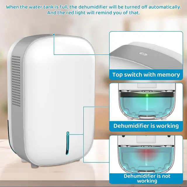 Alt view image 13 of 14 - Mini Dehumidifier for Small Bathroom. Quiet. Auto Shut-OFF. Power Off Memory. Electric Dehumidifier for Small Space. Good for Bathroom Basement Bedroom Closet Safe Pantry RV Camper Yacht
