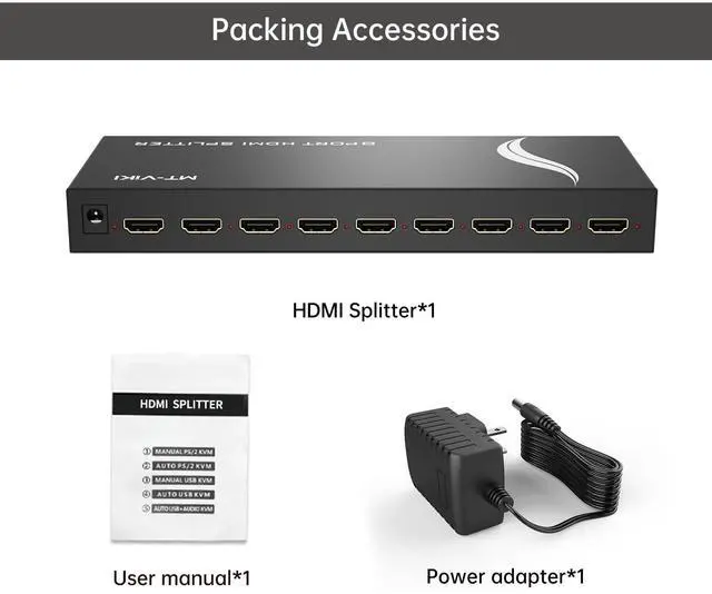 Alt view image 14 of 14 - HDMI Splitter 1 in 8 Out, Powered 8 Port HDMI Signal Duplicator Supports 4K@30Hz, Long Distance Transmission for Conference Room, Church,Classroom, Retail Display