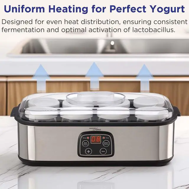 Alt view image 14 of 14 - Ultimate Probiotic Yogurt Maker with Adjustable Time & Temp Control - Make Trillions of Live Probiotics with 8 GLASS JARS - Greek Yogurt Maker