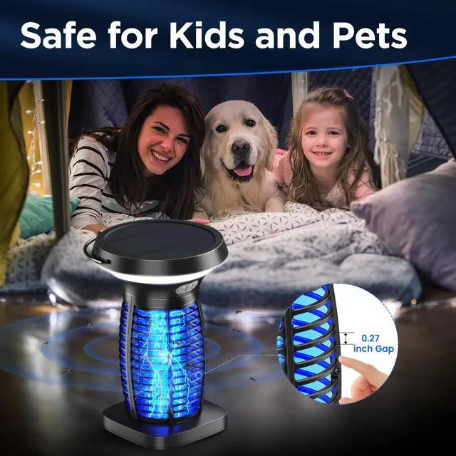 Alt view image 12 of 14 - Solar Bug Zapper Outdoor Waterproof, Portable & Rechargeable Bug Zapper with Panel Sensor & LED Night Light Mosquitoes Zapper, Electric Fly Zapper for Home, Patio, Backyard, Camping