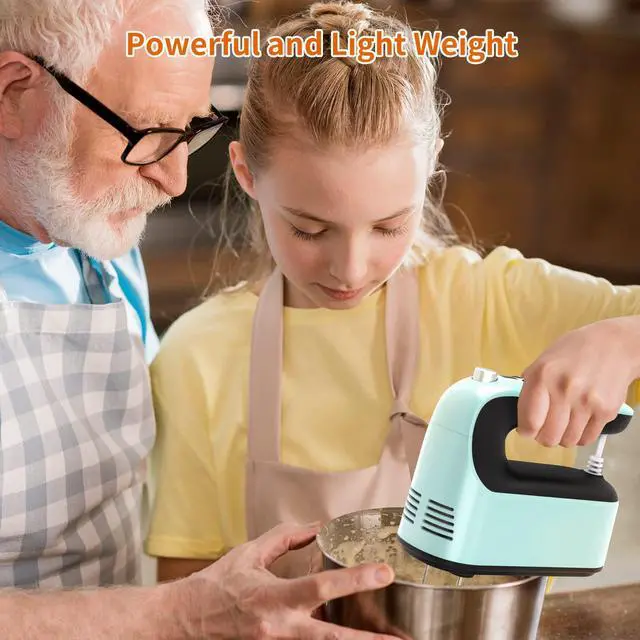 Alt view image 10 of 14 - 9-Speed Digital Hand Mixer Electric, 400W Powerful DC Motor, Hand Mixer Electric Handheld with Snap-On Storage Case, 5 Stainless Steel Accessories, Beaters, Dough Hooks, Whisk(Ice Blue/Black)