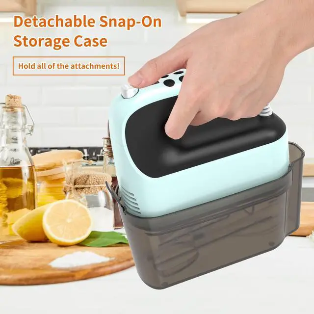 Alt view image 13 of 14 - 9-Speed Digital Hand Mixer Electric, 400W Powerful DC Motor, Hand Mixer Electric Handheld with Snap-On Storage Case, 5 Stainless Steel Accessories, Beaters, Dough Hooks, Whisk(Ice Blue/Black)