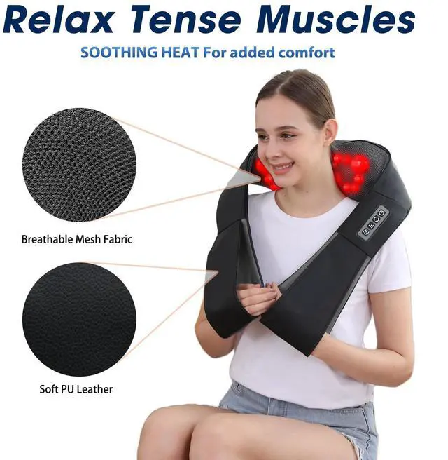 Alt view image 11 of 11 - Shiatsu Neck and Back Massager with Heat, Electric Deep Tissue Kneading Neck and Shoulder Massage, Best Gifts for Women Men Mom Dad Mothers Fathers Day Birthday Gift, Black Grey (NOT Cordless)