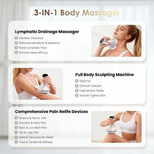 Alt view image 11 of 13 - Lymphatic Drainage Massager, Anti Cellulite Massage Tool For Belly & Thigh Stretch Marks & Cellulite Reduction, Handheld Massage tools for Sciatica Nerve, shoulder, Hip, Muscle, Low Back Pain Relief