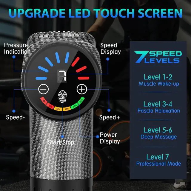 Alt view image 12 of 12 - Massage Gun, Deep Tissue Back Massage for Athletes for Pain Relief, Percussion Massager with 10 Massages Heads & Silent Brushless Motor, Valentines Day Gifts for Him Her, Carbon