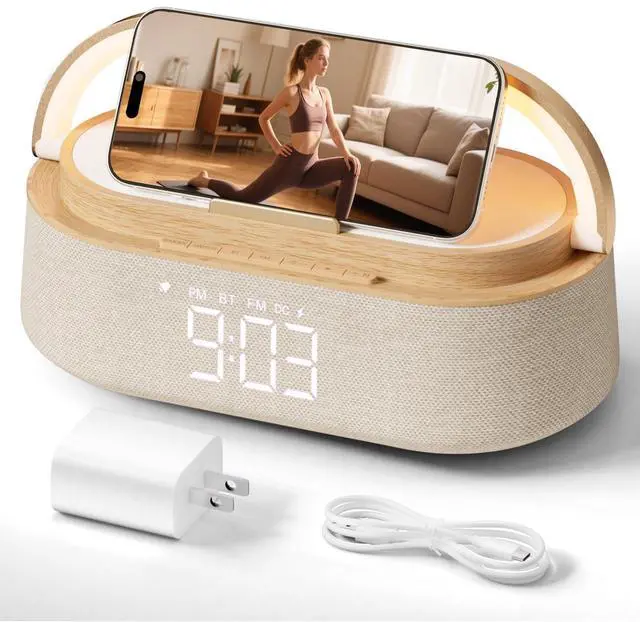 Alt view image 8 of 14 - Bluetooth Speaker with Wireless Charge FM Radio 2500mAh Battery, LED Night Light Suitable for Home,Bedroom,Office,Gifts