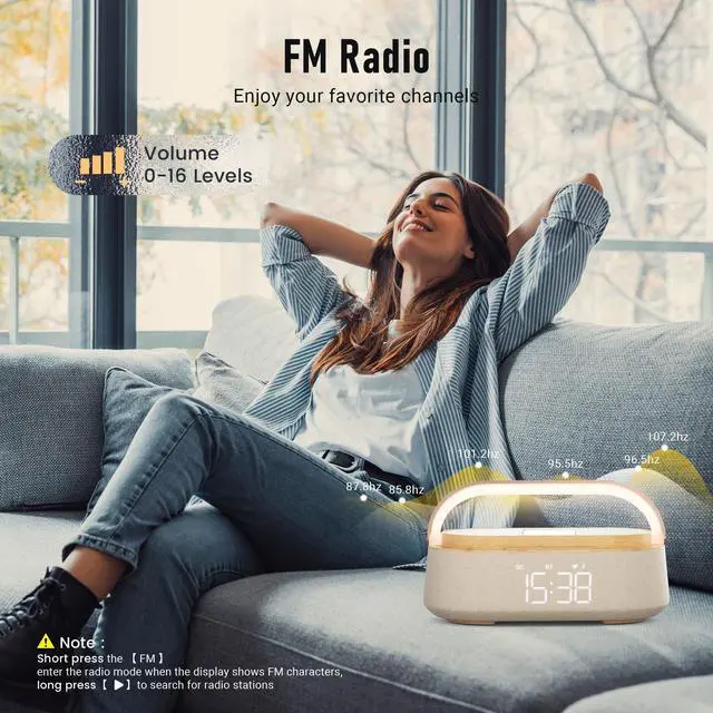 Alt view image 11 of 14 - Bluetooth Speaker with Wireless Charge FM Radio 2500mAh Battery, LED Night Light Suitable for Home,Bedroom,Office,Gifts