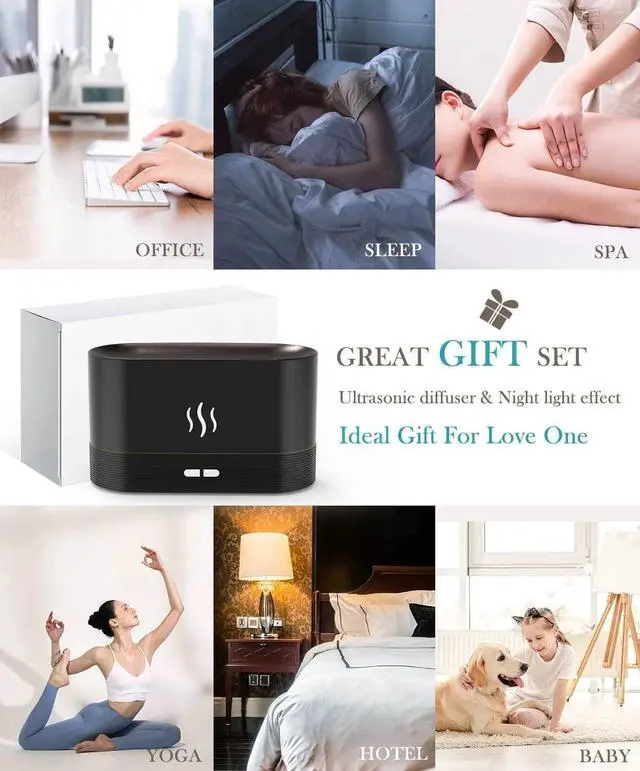 Alt view image 14 of 14 - Flame Air Diffuser Humidifier,Upgraded Scent Diffuser for Essential Oils,Ultrasonic Aromatherapy,Fire Mist Humidi with 2 Brightness,Auto-Off Function for Room Home Office(Black)