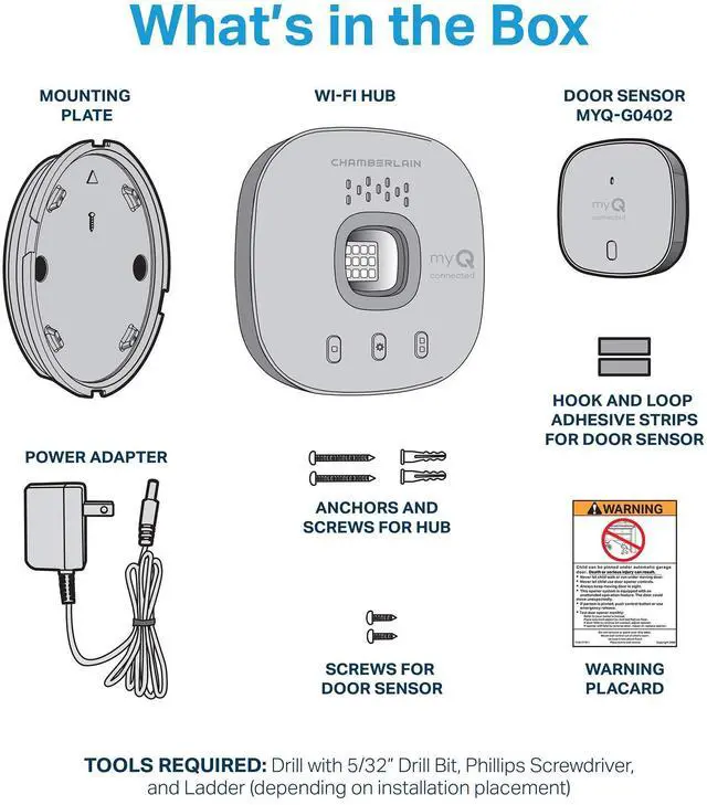 Alt view image 14 of 14 - Smart Garage Control - Wireless Garage Hub and Sensor with Wifi & Bluetooth - Smartphone Controlled, myQ-G0401-ES, White