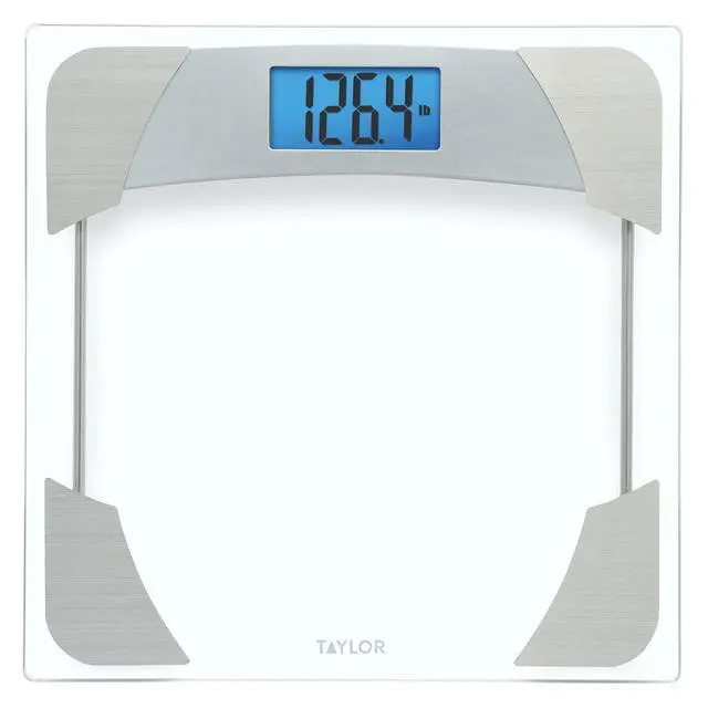Alt view image 8 of 14 - Digital Scales for Body Weight, 400 LB Capacity, Unique Blue LCD, Stainless Steel Accents, Glass Platform, 12.2 x 12.2 Inches, Clear