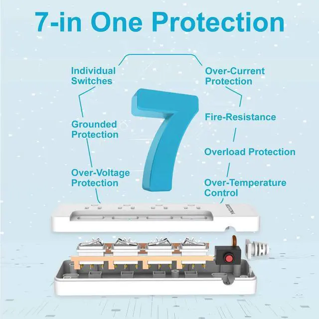 Alt view image 11 of 14 - Appliance Extension Cord with Individual Switches on Off - 6 FT, 14 Gauge Heavy Duty Extension Cord with 4 AC Outlets, Wall Mountable, High Wattage for Microwave Workbench Garage Must Have, ETL Listed