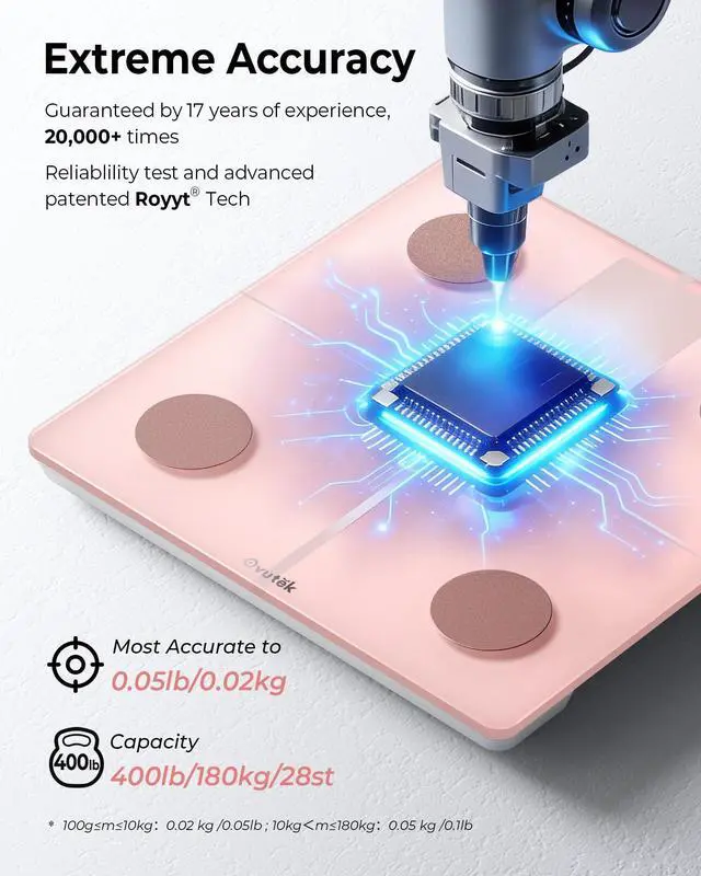 Alt view image 11 of 14 - Smart Scale for Body Weight, Professional Bathroom Digital Weighing Scale with BMI, Body Fat, Muscle Mass, Accurate Bluetooth Home User Health Equipment Sync Apps - Pink