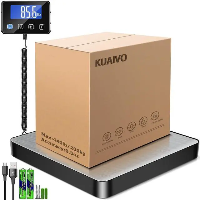 Alt view image 8 of 14 - Shipping Scale, 440lb/0.35oz High Accurate Digital Postal Scale with Hold/Tare Function, Shipping Scale for Small Business, Packages, Luggage, Home Use, Battery & Charging Cable Include