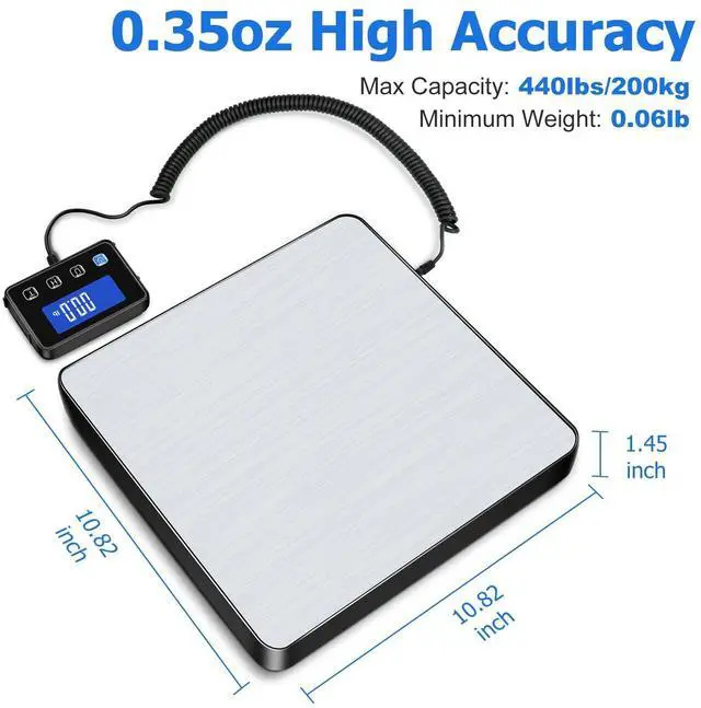 Alt view image 9 of 14 - Shipping Scale, 440lb/0.35oz High Accurate Digital Postal Scale with Hold/Tare Function, Shipping Scale for Small Business, Packages, Luggage, Home Use, Battery & Charging Cable Include