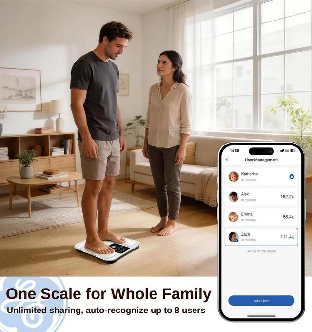 Alt view image 14 of 14 - Smart Scale for Body Weight: Body Fat, BMI, Digital Bathroom Scale - 14 Body Composition Analyzer Health Monitor, Highly Accurate Bluetooth Weighing Scale with App 400 lb, 11 Inch