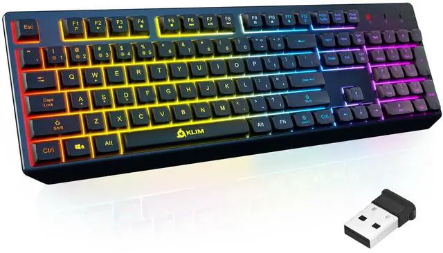 Alt view image 8 of 14 - Chroma Wireless Keyboard RGB Backlit Gaming, Rechargeable Battery, PC Keyboard, Durable & Water-Resistant, Compatible with PS4, PS5 & Mac - Black