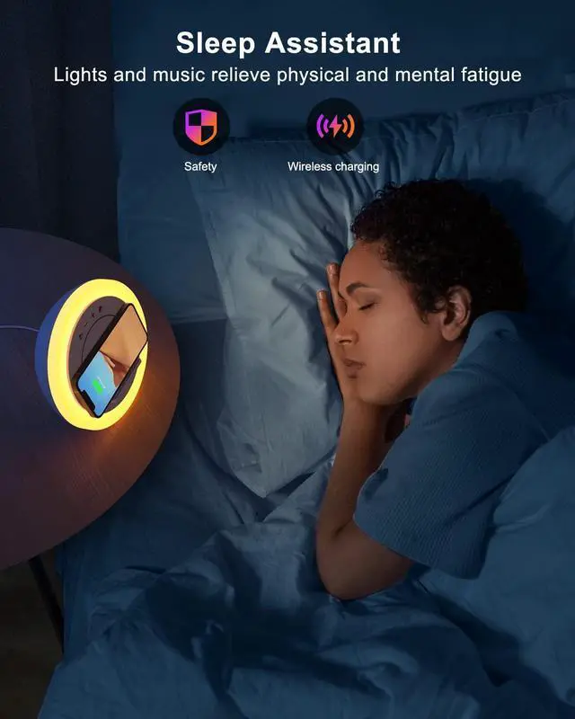 Alt view image 11 of 12 - Bluetooth Speaker Night Lights, Wireless Charging Kids Speaker, Color Changing Modern Bluetooth Lamp,Teenage Boys Girls Gifts Ideas