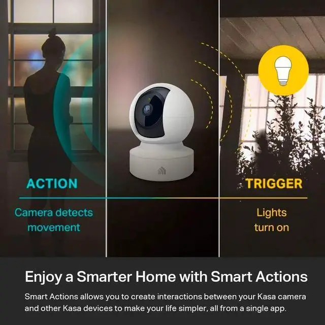 Alt view image 5 of 6 - Kasa 1080p Indoor Pan/Tilt Wired Security Camera - Works as a Baby & Pet Monitor, Motion Detection & Tracking, 2-Way Audio, Night Vision, Subscription-Free Local Storage or Optional Cloud, EC70